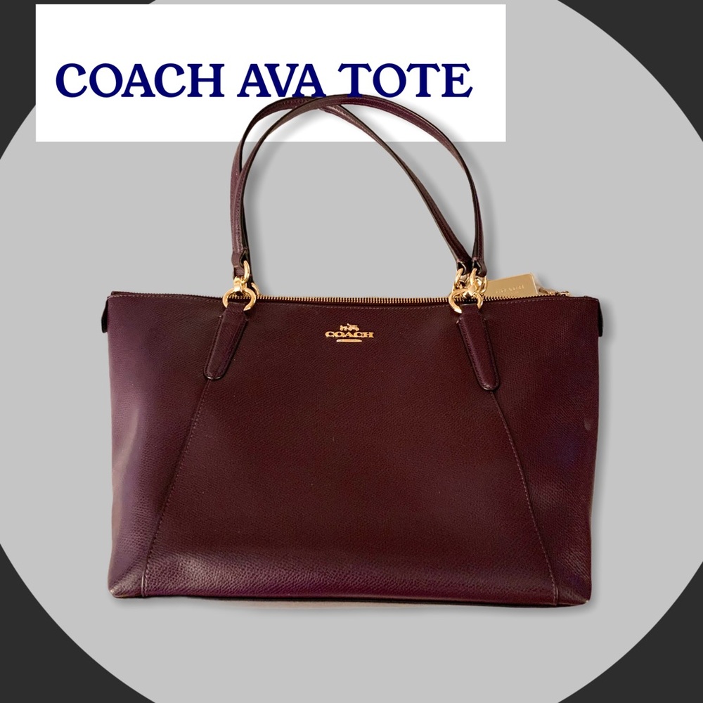 Coach Aubergine Cross Grain Leather Ava Tote NWT